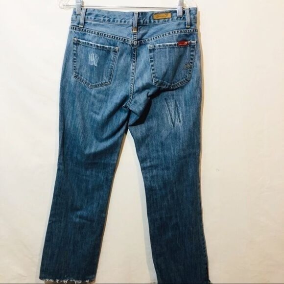 Seven 7 Women's Distressed Jeans Straight Leg Destroyed Denim Blue Size 29 - Picture 6 of 7